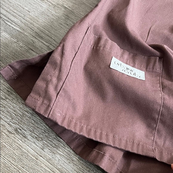 Urbane Scrubs Chocolate Brown Scrub Top with Sky Blue Accents - Picture 2 of 7